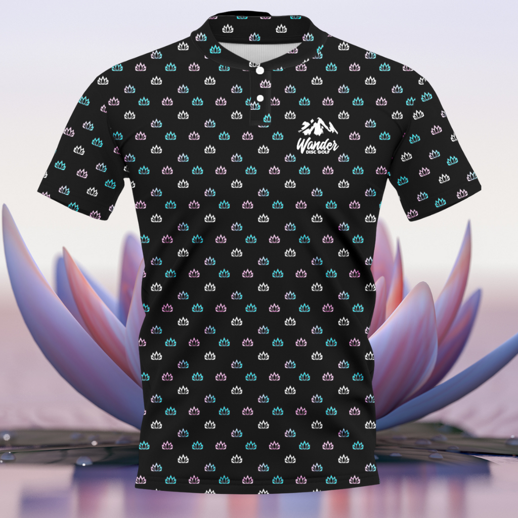 Black Lotus Flower Blade Collar Polo (Men's and Women's Cuts Available)