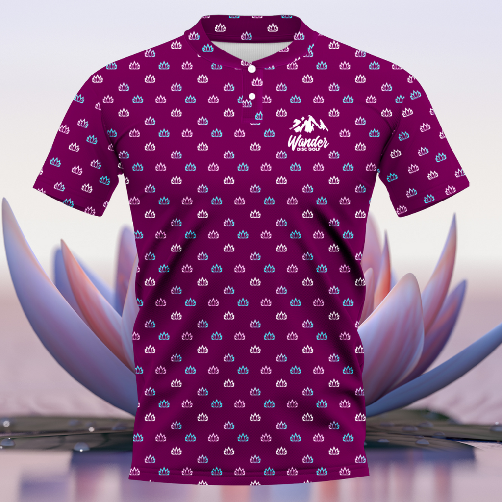 Plum Lotus Flower Blade Collar Polo (Men's and Women's Cuts Available)