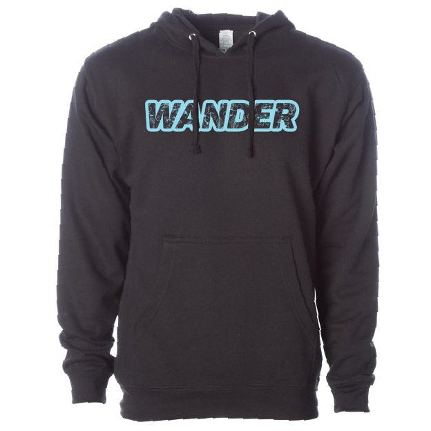 Black Wander Midweight Hooded Sweatshirt